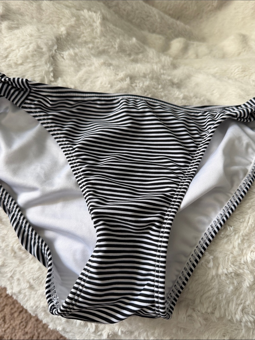 VENUS Black and White Striped Bikini Bottom